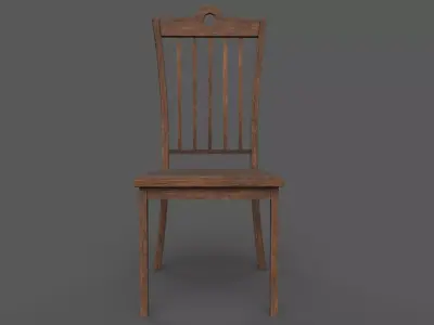 Wooden chair Low-poly 3D model 6