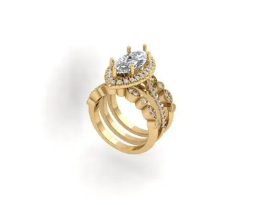 Marquise Solitaire Ring 3D print model