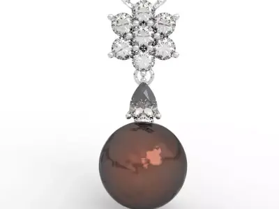 Luxury Flower Cluster Pearl Drop Pendant 3D print model