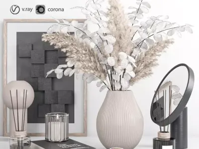 decorative set with bouquet 11 3D model