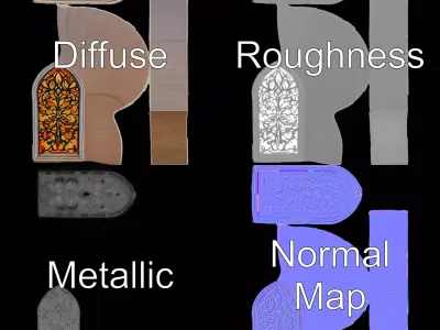 Gothic Stained Glass model pack Low-poly 3D model