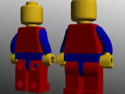legoman two lego minifigures wearing outfits Free 3D model