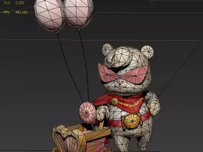 Little bear Low-poly 3D model