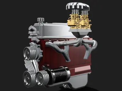 Chev 236 i6 Engine w upgrades N accessories Kustom 3D print model