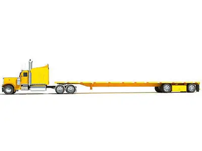 Heavy Truck with Flatbed Trailer 3D model
