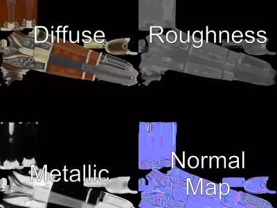 Antique Rifle model pack Low-poly 3D model