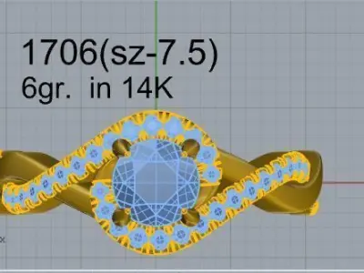 Decorative Diamond Ring 1706  3D print model 3D print model