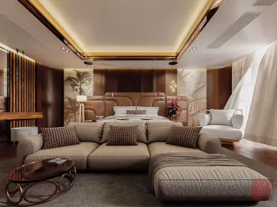 Modern Bedroom Interior Scene 3D Model 3D model