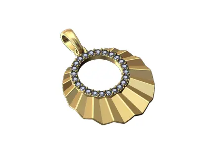 Diamond halo round faceted pendant with bail 3D print model