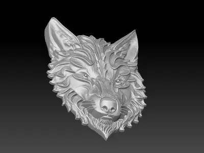 1 wolf head CNC Relief Model 3D print model
