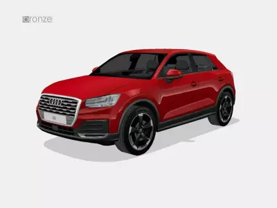 Audi Q2 2017 with interior Low-poly 3D model