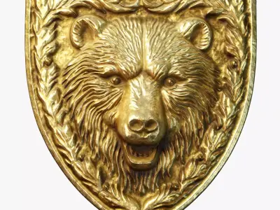 Bear Heraldic Emblem PBR  Low-poly 3D model