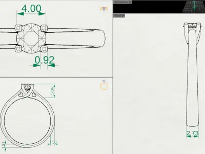 Engagement ring 3D print model 32