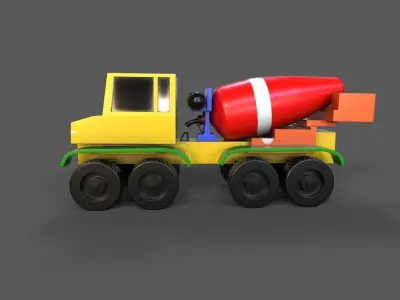 Toy Concrete Mixer Truck Low-poly 3D model