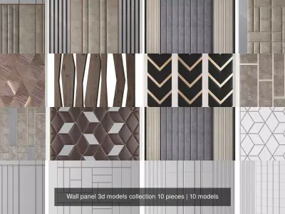 Wall panel 3d models collection 10 pieces