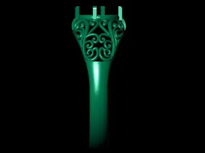 Women Ring 51 low weight single diamond filigree women ring 3D print model