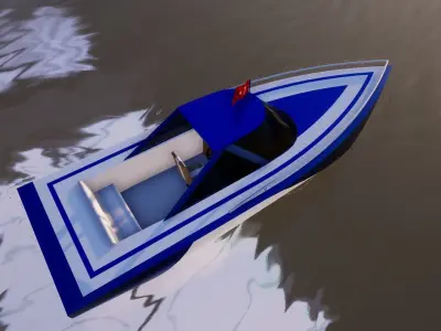 BOAT MODEL floating in water Low-poly 3D model
