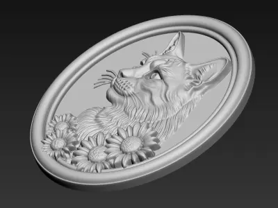 Cat Head Pendant A87 3D print model