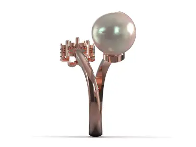 Pearl and Paved Flower Coil stl 3dm Ring pr0074 3D print model