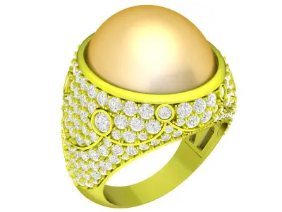 A7248 Oval Ruby Diamond Vintage Ring for Men 3D Model 3D print model