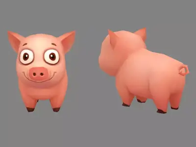 Cartoon piggy Low-poly 3D model