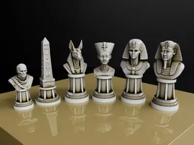 Egyptian Chess Set - Pharaohs - Gods  Ancient Egypt Chess SeT 3D 3D print model