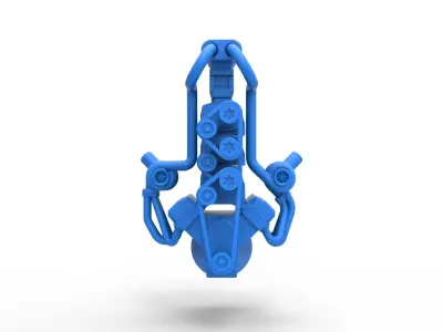 Twin turbo supercharged V8 Engine V5 Scale 1 to 25 3D print model