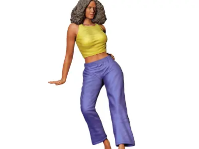 N3 a woman leaning on a car 3D print model