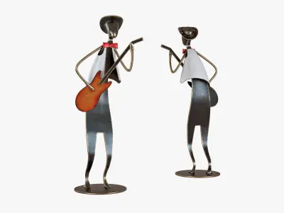 The set of five statuettes of jazz musicians 3D model