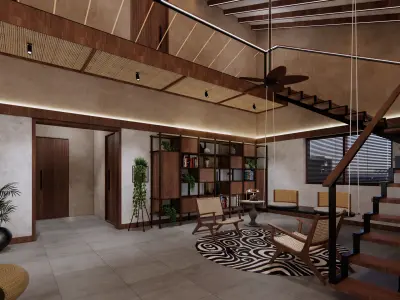 Resort - Cottage - bedroom - interior 3D model