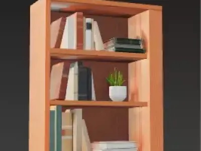 Cozy Corner  Bookshelf with Decor Low-poly 3D model