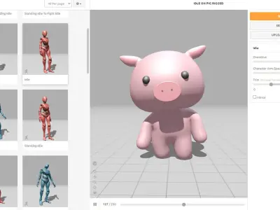 Chubby Pig Animated for Games  Low-poly 3D model