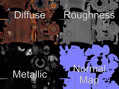 Steampunk Industrial Boiler Model Pack with Detailed Machinery Low-poly 3D model