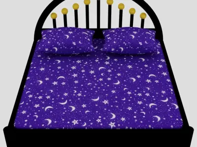 Luxury Bed with Pillows 3D Model Low-poly 3D model