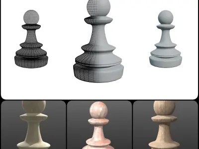 Chess Pawn Low-poly 3D model 3D print model