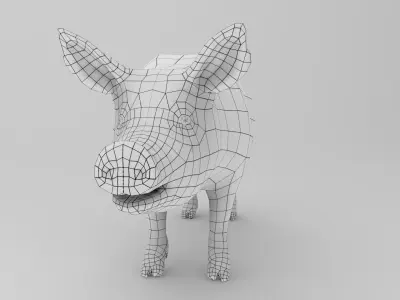 3D Black Wild Pig game ready low poly  Low-poly 3D model