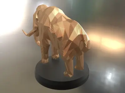 Parametric Mammoth Soft Gold Low-poly 3D model