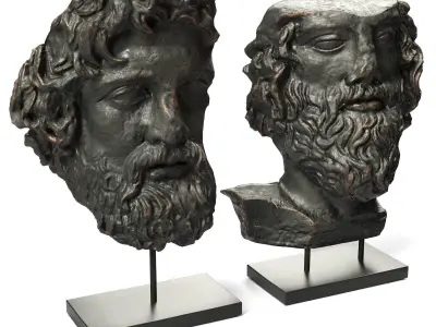 Asclepios and Greek general head metal Low-poly 3D model