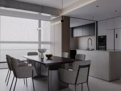 Modern living room dining room interior scenes  3D model 22
