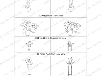 2D Potted Plant Tall - Aloe Vera 3D model