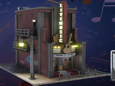 Blender 3 Unreal Engine 5 Vintage Music Hall Building Gamedev 3D model