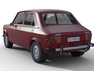 Zastava 101 Red Car Low Poly Low-poly 3D model