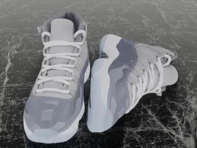 NIKE AIR JORDAN 11 COOL GREY 3D SHOES Low-poly 3D model