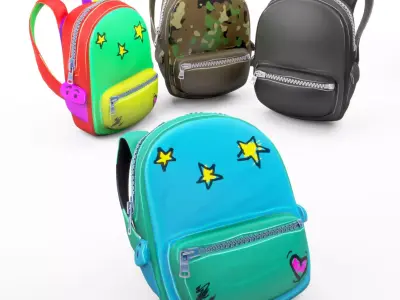 Backpack school cartoon rigged 3D model