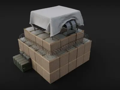 Military post structure Low-poly 3D model