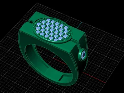 Print Ready STL 3DM  Gents Rings Diamond Men Ring  3D print model 106