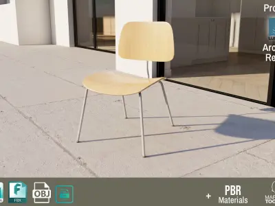 Detailed Vintage School Chair Design PBR - Lumion - UE4 Low-poly 3D model