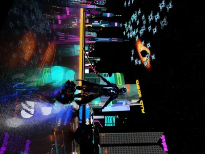 Cyber scene with cyborg project 97 3D model
