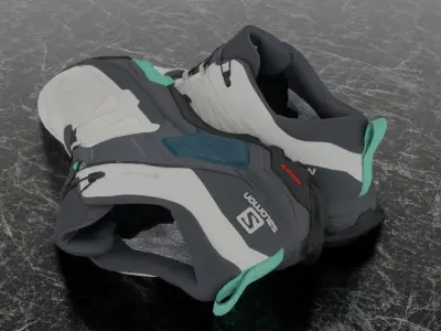 SALOMON X ULTRA 04W 3D BOOTS - WHITE - BLACK Low-poly 3D model