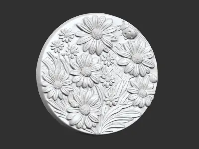 flowerwalldecor roundframe 3D print model